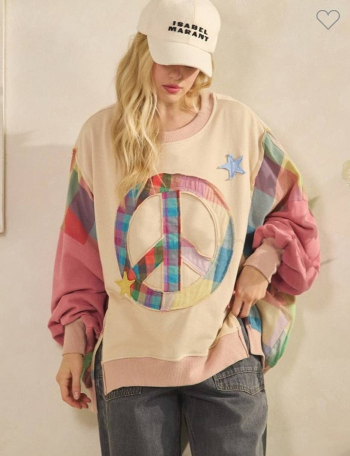 Patchwork Peace Sweatshirt - 2 Colors