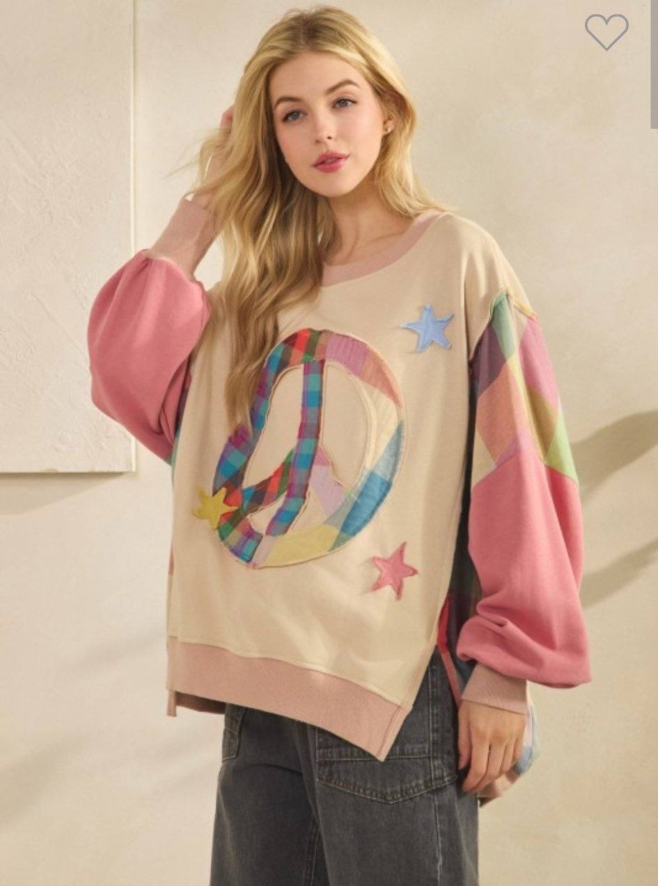 Patchwork Peace Sweatshirt - 2 Colors