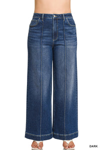 Plus High Rise Pintuck Jeans in Dark