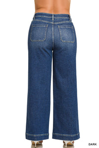 Plus High Rise Pintuck Jeans in Dark