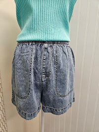 Elastic Waist Chambray Shorts