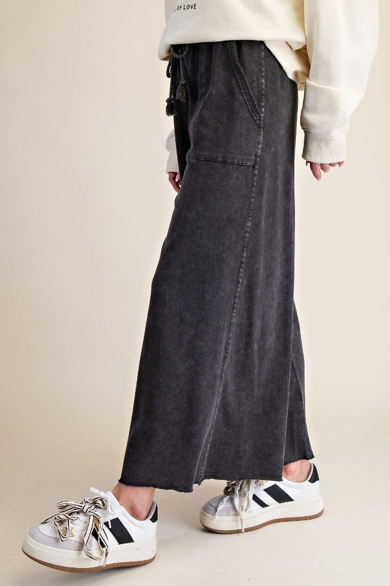 Washed Terry Knit Wide Pants