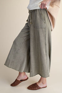 Washed Terry Knit Wide Pants