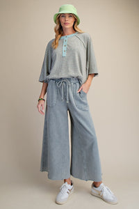 Washed Terry Knit Wide Pants