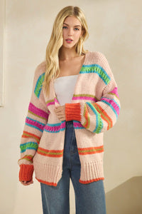 Rainbow Chunky Knit Sweater Cardigan