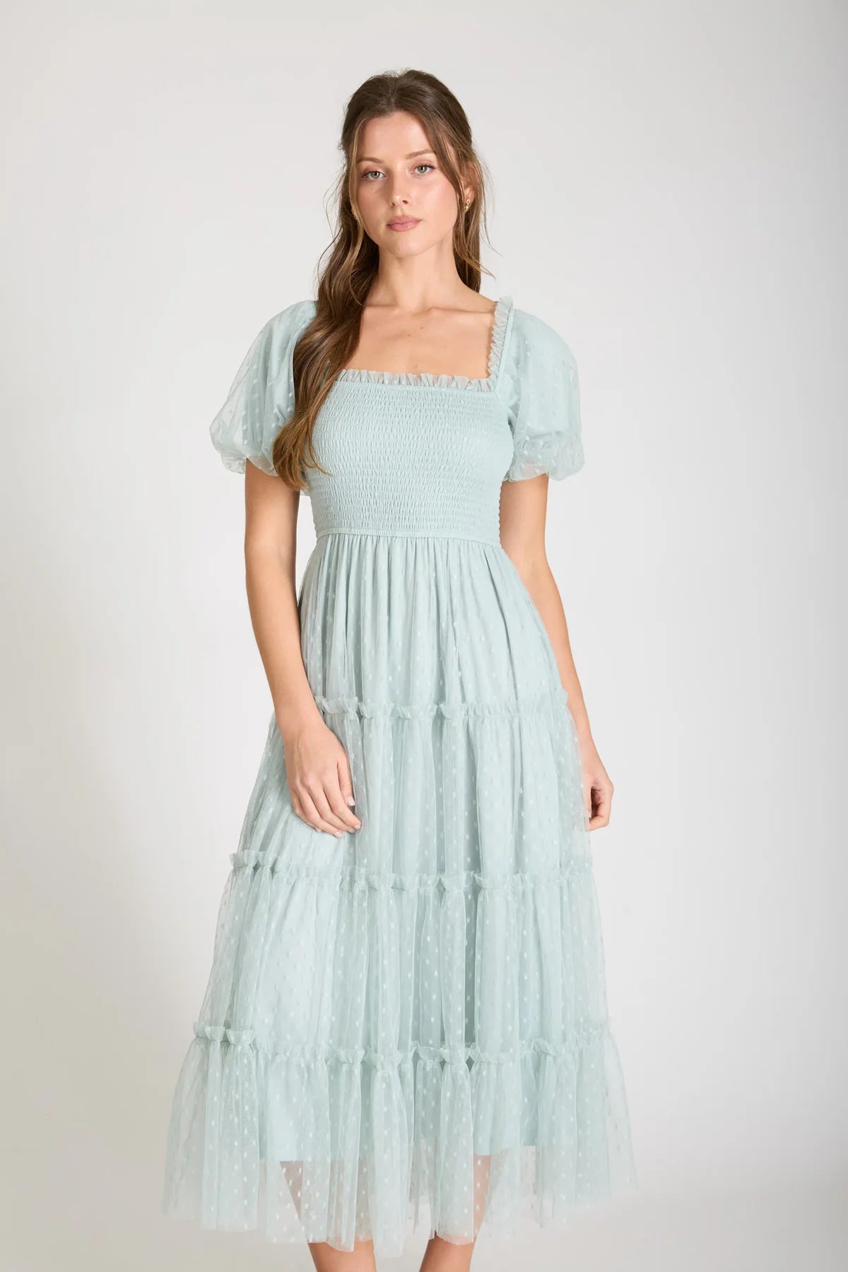 Polka Dot Tulle Dress in Sage