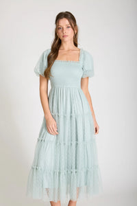 Polka Dot Tulle Dress in Sage