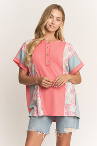 Curvy SS Color Block Rib Shirt - 2 Colors