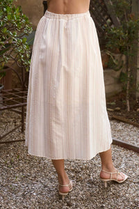 Stripe Button Detail Set in Khaki