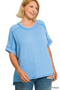 Curvy Raised Rib Cuff Top- 5 Colors!