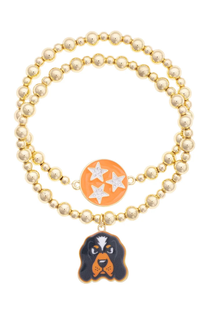 TN Vols Ball Bead Bracelet Set of 2