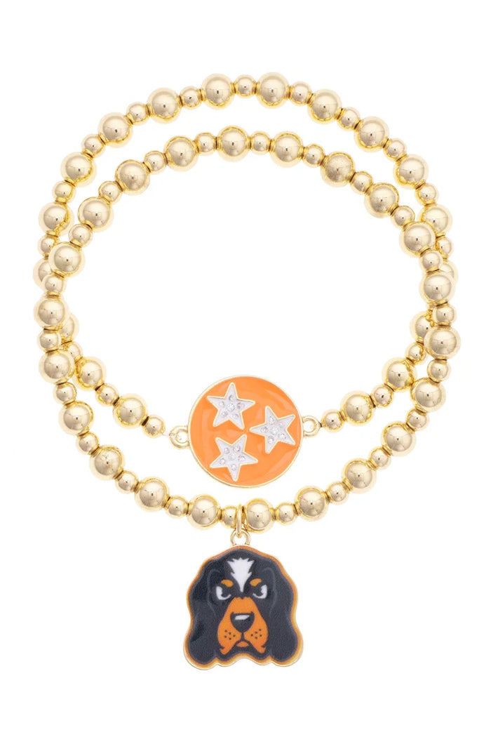 TN Vols Ball Bead Bracelet Set of 2