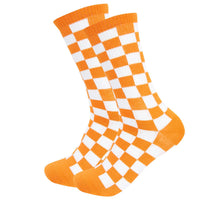 Checkerboard Socks in Orange/White