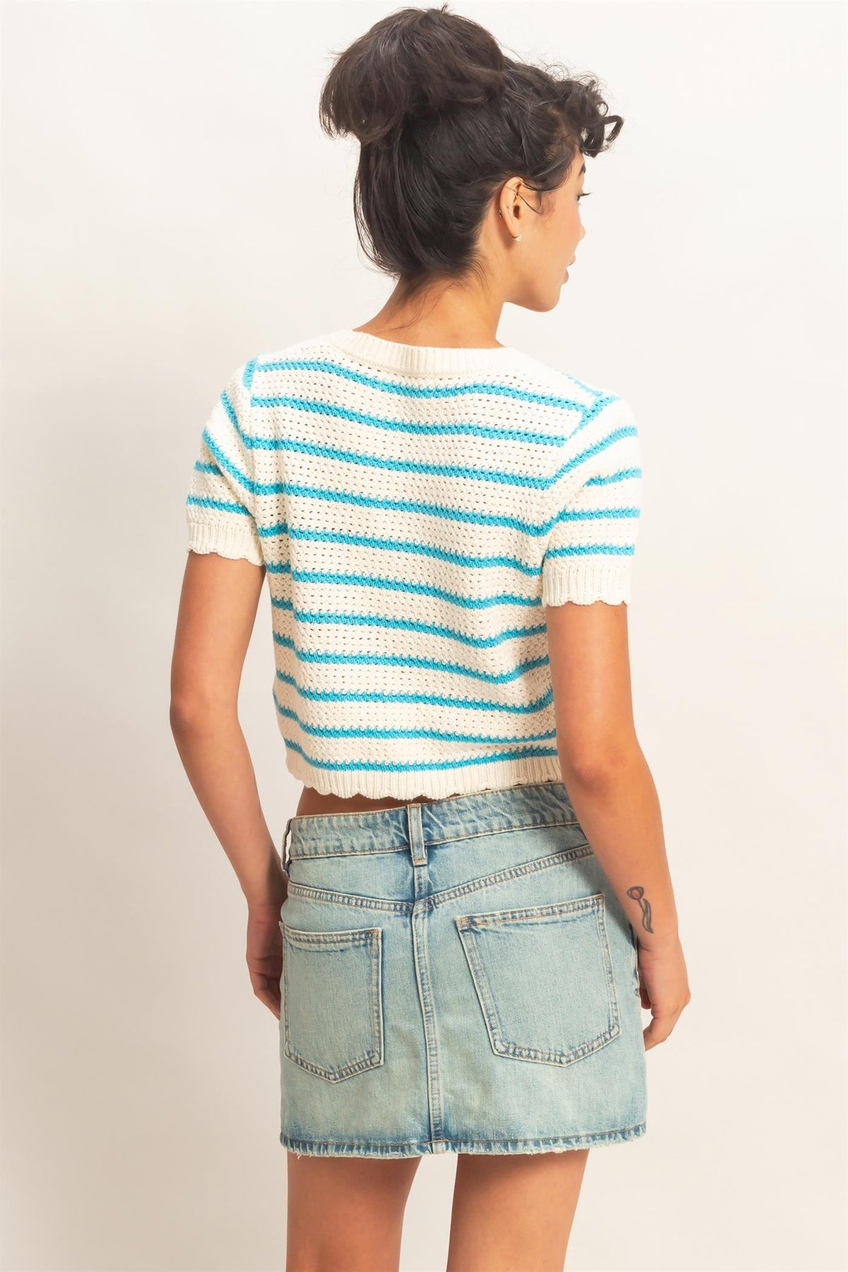 Striped Cardigan With Scallop Edge- 2 Colors!