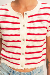 Striped Cardigan With Scallop Edge- 2 Colors!