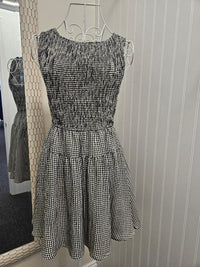 Gingham Sleeveless Mini Dress in Black