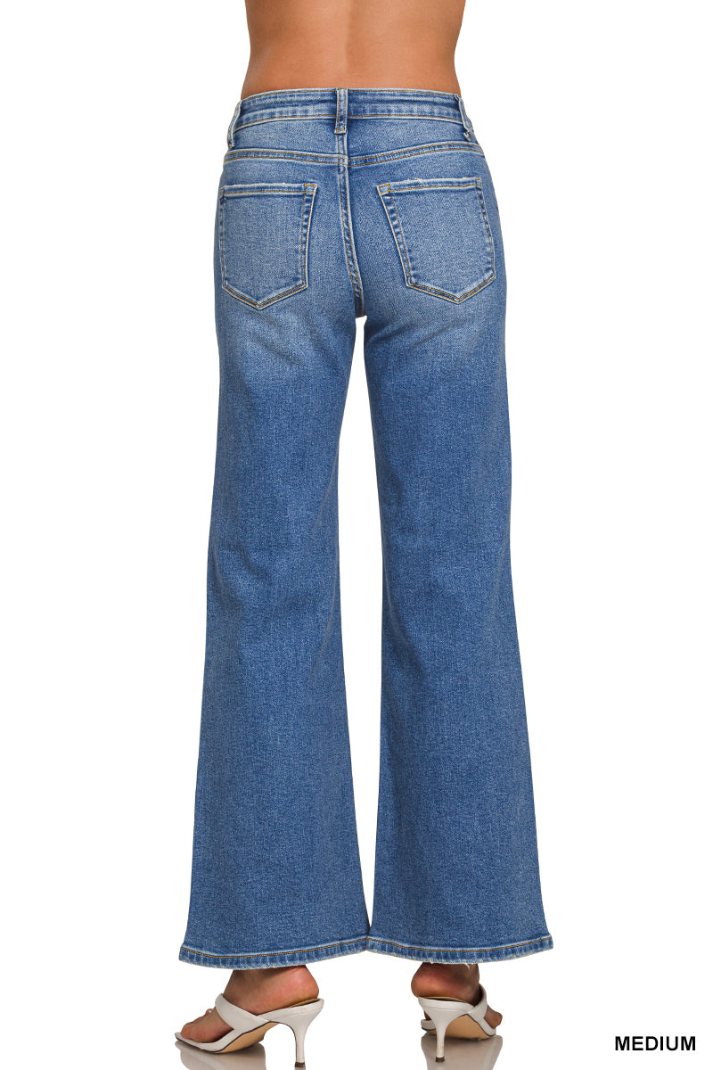 Medium Wash Wide Leg Denim Pants