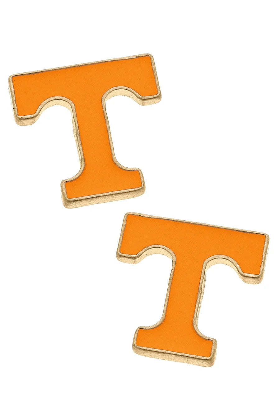 TN Vols Enamel Logo Stud Earrings in Shiny Gold