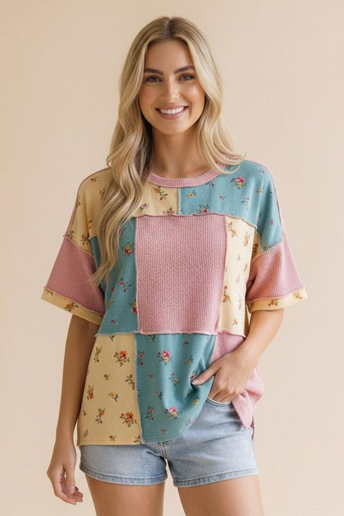 Round Neck Two Tone Top- 2 Colors!