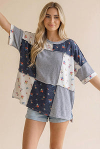 Round Neck Two Tone Top- 2 Colors!