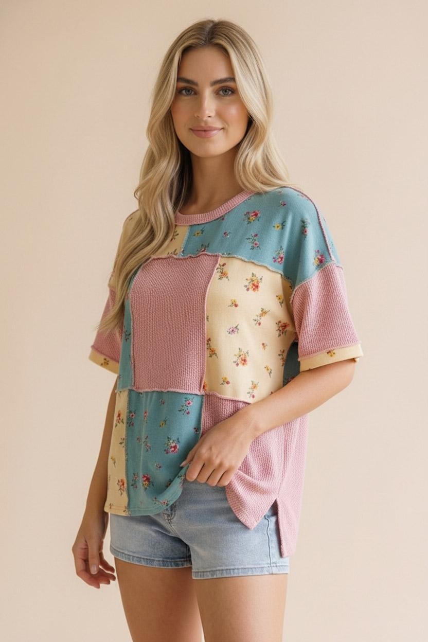 Round Neck Two Tone Top- 2 Colors!