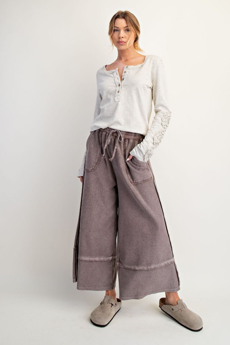 Mineral Washed Wide Leg Pant - 4 Colors!