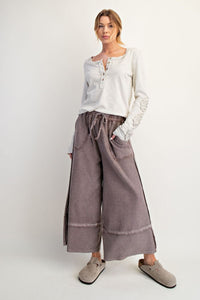 Mineral Washed Wide Leg Pant - 4 Colors!