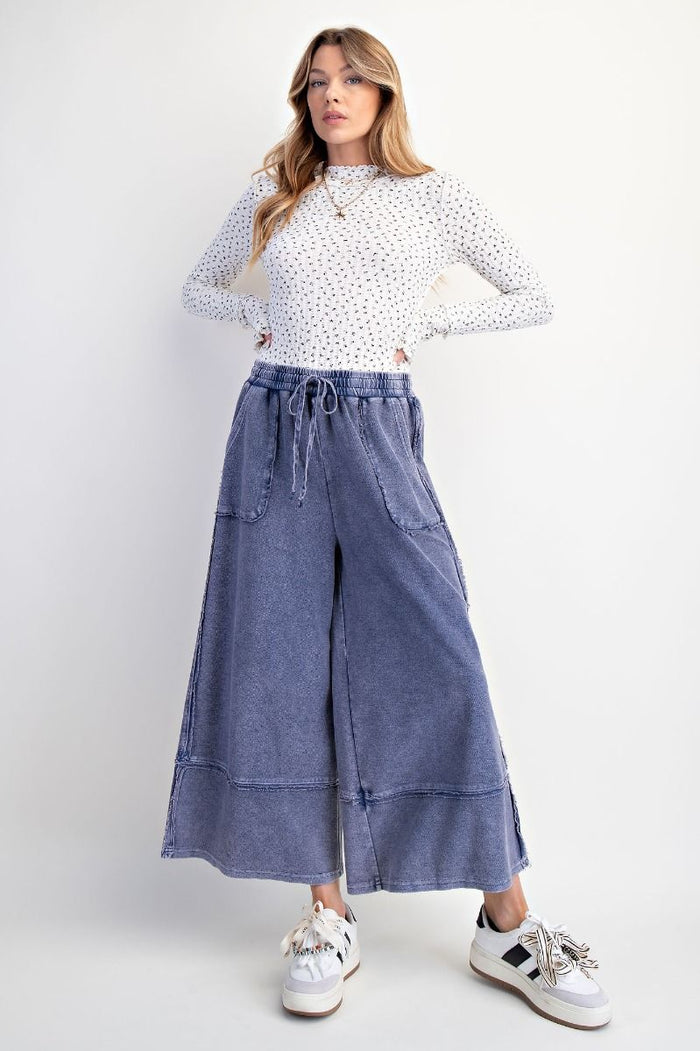 Mineral Washed Wide Leg Pant - 4 Colors!