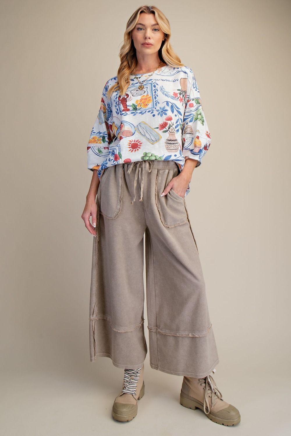 Mineral Washed Wide Leg Pant - 4 Colors!
