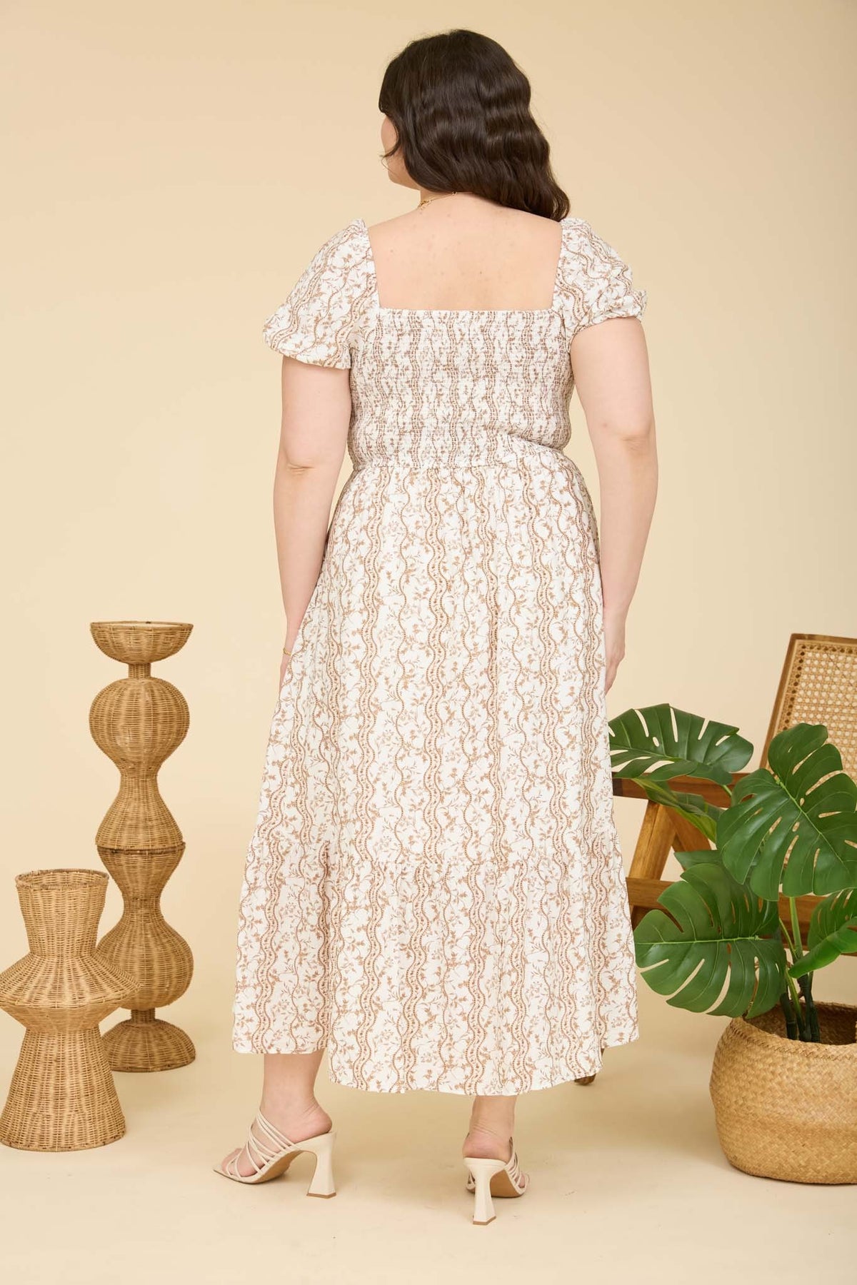 Wavy Floral Pattern Dress - 2 Colors!