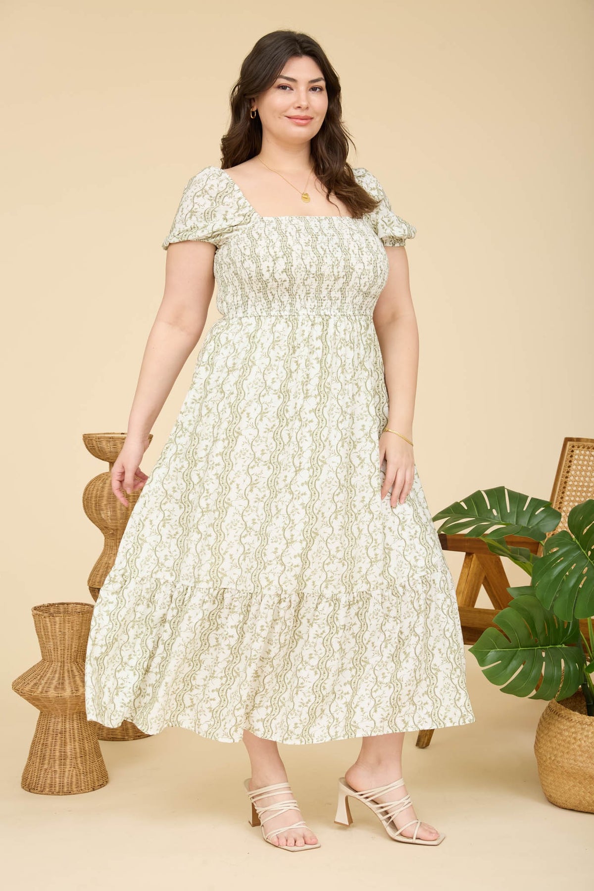 Wavy Floral Pattern Dress - 2 Colors!