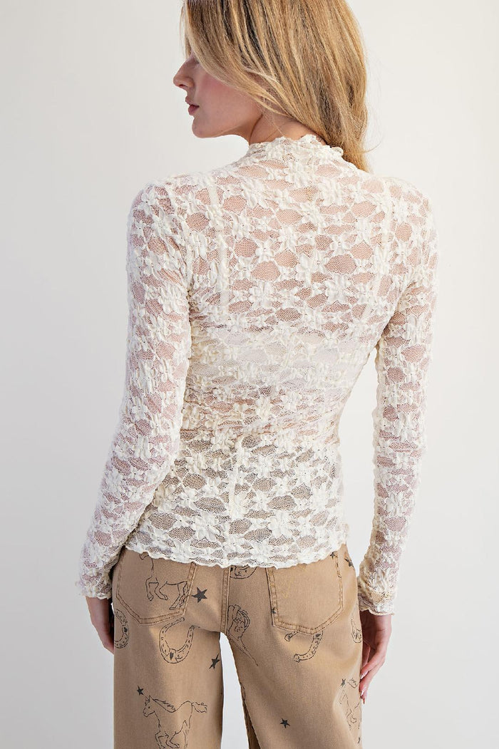 Popcorn Lace Shirt in Cream
