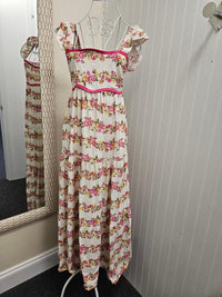 Wavy Floral Pattern Dress Pink Multi
