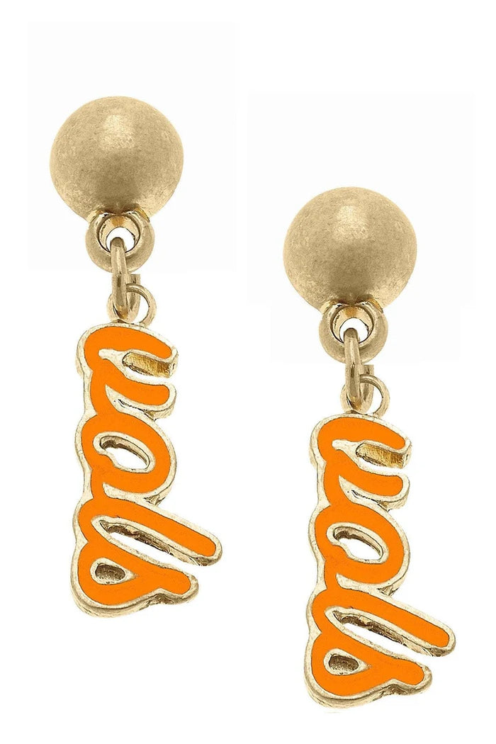 TN Vols Enamel Script Earrings
