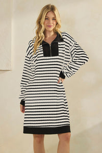 Zip Up Stripe Dress - 2 Colors!